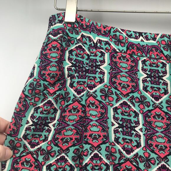 Anthropologie Elevenses Wide Leg Pant Womens 0 Blue Pink Flat Front Mid Rise - Picture 3 of 13